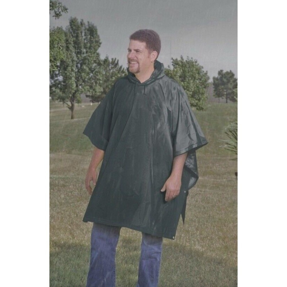 2 NColeman One Size Fit All Emergency Rain Poncho Green And Red Cover Head Waist